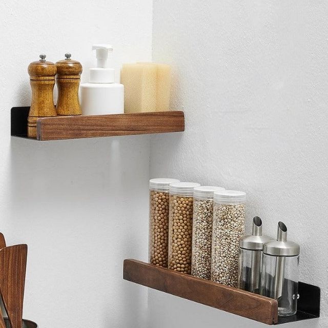 BowLift | Solid Wood Bathroom Shelf – No-Drill Wall-Mounted Organiser Rack