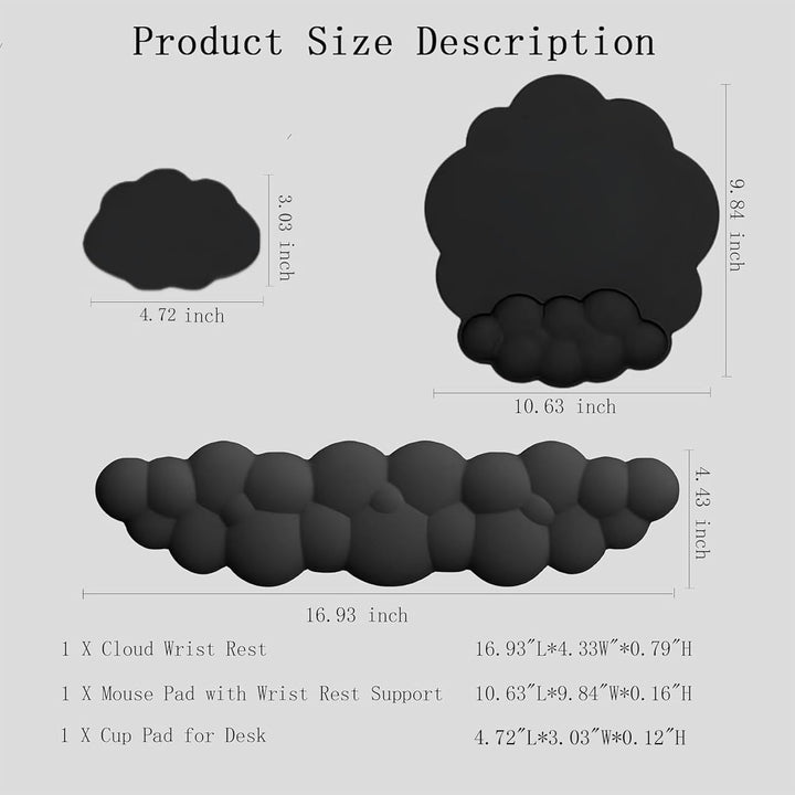 BowLift | Cloud-Shaped Ergonomic Wrist Rest Set with Mouse Pad & Coaster – Zeyora