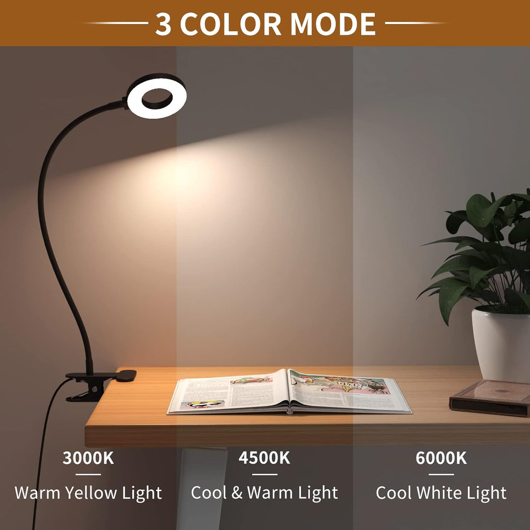 BowLift | 3 Colour Modes LED Desk Clamp Lamp with  & Flexible Gooseneck – Selvara (1+1 FREE)
