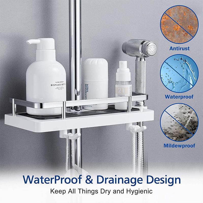BowLift | Bathroom Shelf Caddy for Shower Rod, No Drilling Pole Shower Storage Shelf Holder