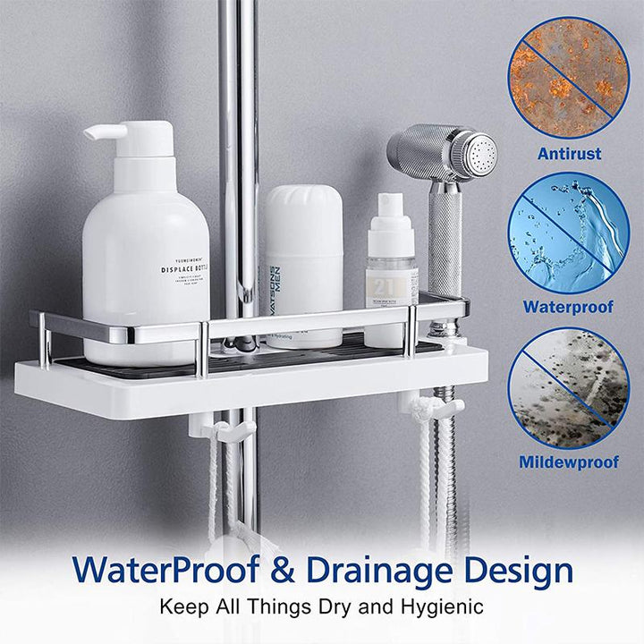 BowLift | Bathroom Shelf Caddy for Shower Rod, No Drilling Pole Shower Storage Shelf Holder