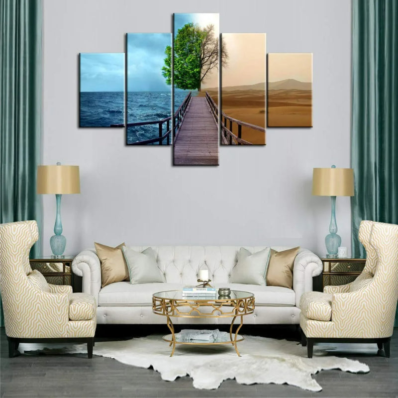 Set Of 5 Oasis Desert Tree Canvas | Bowlift