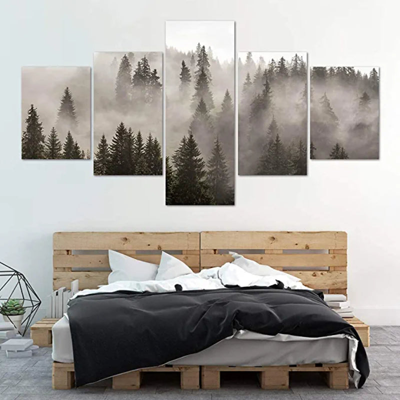5 Pieces Forest Landscape Artwork Canvas Painting | Bowlift