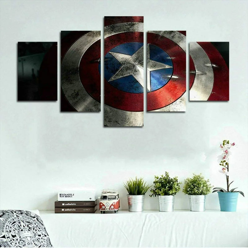 Set of 5 Captain America Shield Wall Canvas | Bowlift