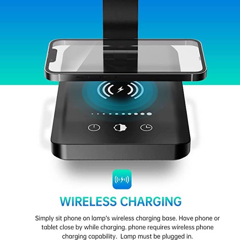 BowLift | LED desk lamp with USB charging port, dimmable eye-friendly reading lamp for home, with 5 brightness levels & 3 light modes, touch control, auto timer (Black)