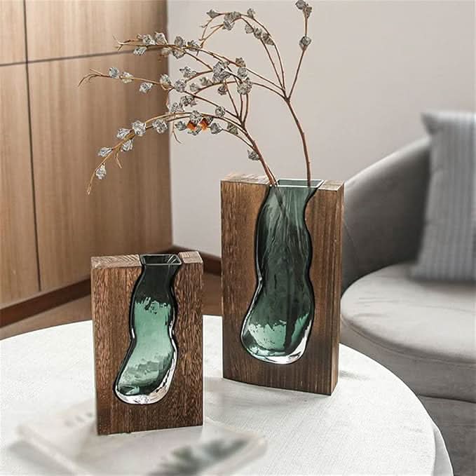 BowLift | Scandinavian Glass Vase with Wooden Accent for Modern Interiors