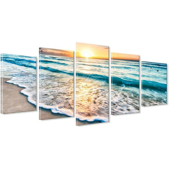 Set Of 5 Seascape Beach View Decorative Canvas | Bowlift