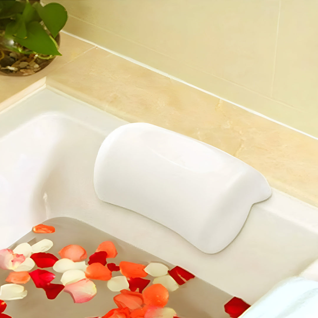 Bathtub pillow – Waterproof & Non-slip | Soft Memory Foam Head & Back Cushion with Suction Cups | Bowlift