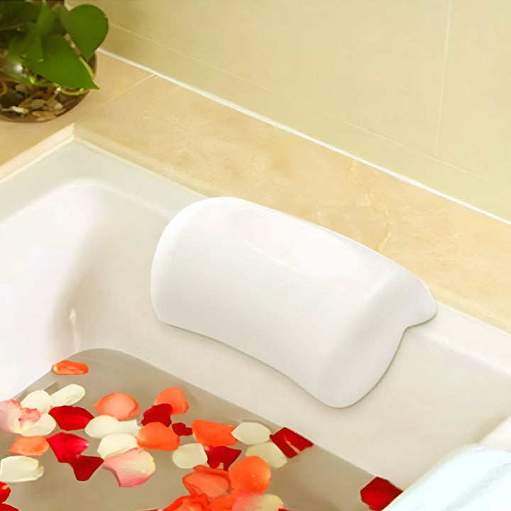Bathtub pillow – Waterproof & Non-slip | Soft Memory Foam Head & Back Cushion with Suction Cups | Bowlift
