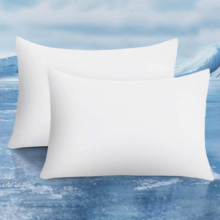 2-Pack Premium Silky Super Cooling White Pillowcases –  Extreme Q-Max 0.5 | Bowlift