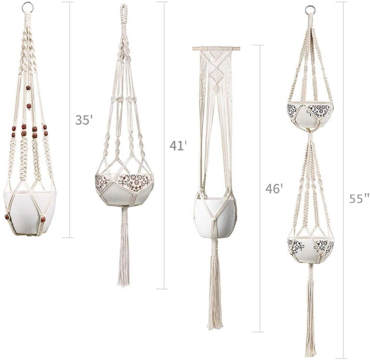 BowLift | 4-piece handmade Boho macrame plant hanger set