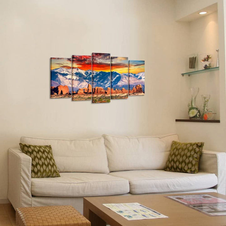 Set Of 5 Mountain Landscape Canvas Wall Art Painting | Bowlift