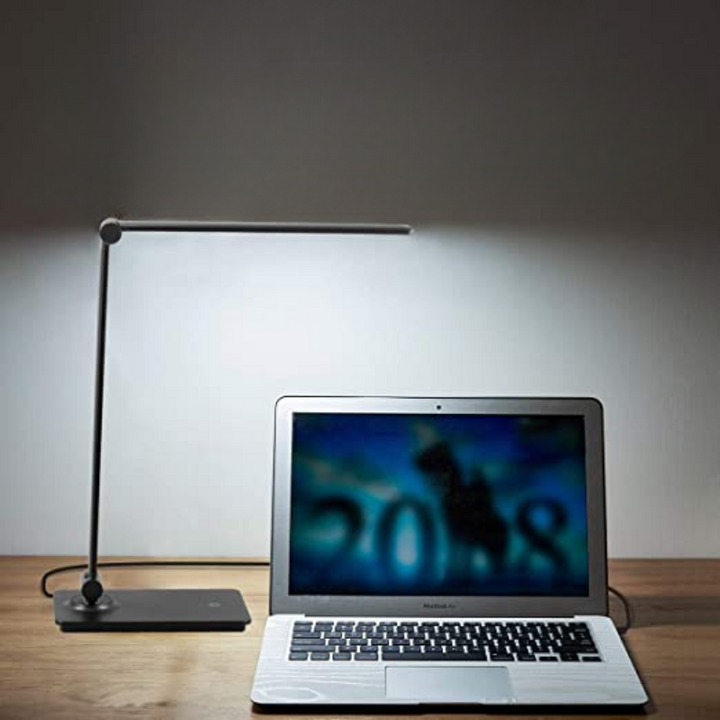 BowLift | LED desk lamp, touch control desk lamp with 3 brightness levels, dimmable office lamp with adjustable arm, foldable table lamp for desk bedroom nightstand office
