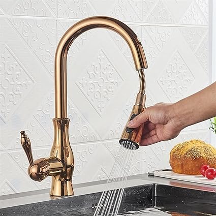 BowLift | Brass Kitchen Faucet Pull Out Mixer Sink Water Tap 360 Rotation Single Handle