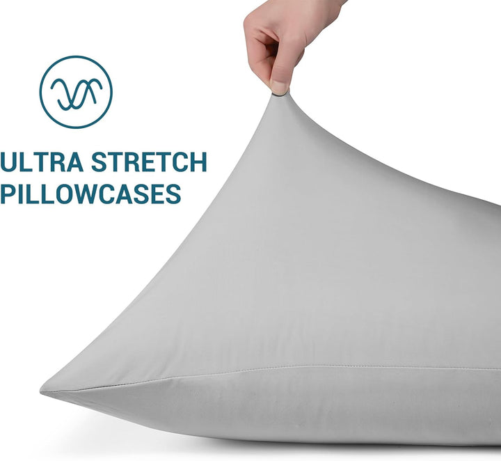 2-Pack Cooling Pillowcases – Q-Max >0.5 , Anti-Static, Hidden Zipper,, Color Gray | Bowlift