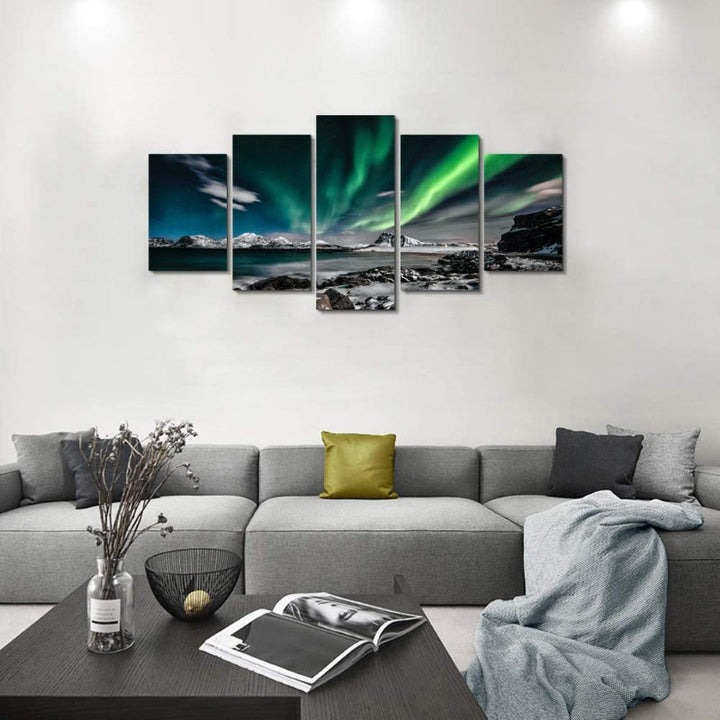 5 Piece Aurora Landscape Canvas Wall Art Painting | Bowlift