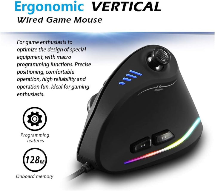 BowLift | Vertical RGB Gaming Mouse with Joystick and 11 Programmable Buttons – Kryvos