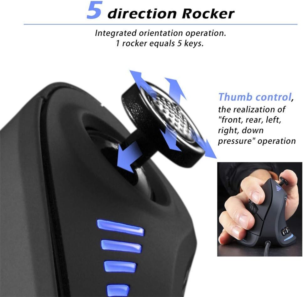 BowLift | Vertical RGB Gaming Mouse with Joystick and 11 Programmable Buttons – Kryvos