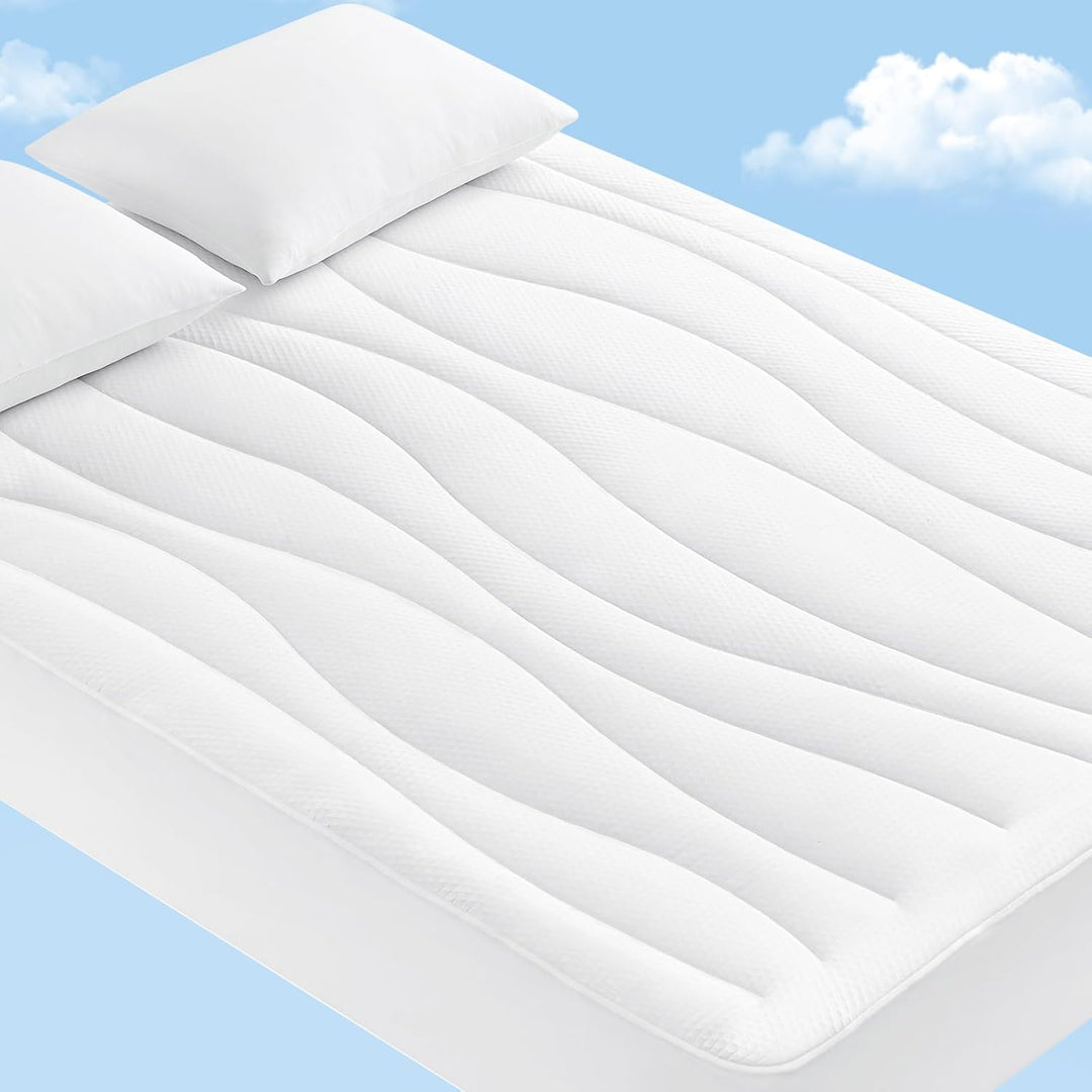 Cooling Mattress Pad King, Upgraded  3.0 + PCM Cooling Washable Mattress Protector for Hot Sleepers, White | Bowlift
