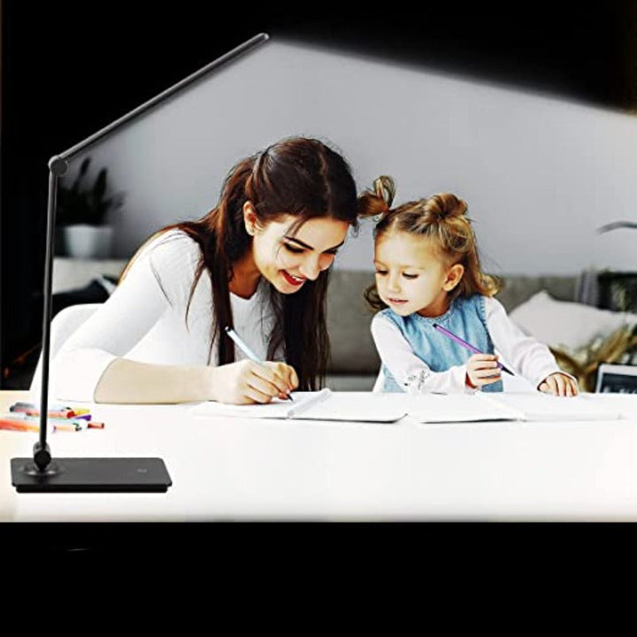 BowLift | LED desk lamp, touch control desk lamp with 3 brightness levels, dimmable office lamp with adjustable arm, foldable table lamp for desk bedroom nightstand office