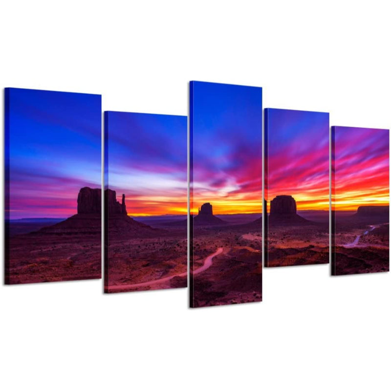 Set Of 5 Sunrise Monument Valley Wall Art Painting | Bowlift