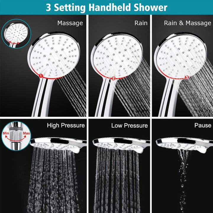 BowLift | Square Dual Shower Head Traditional Wall Mounted Metal Dual Shower Head