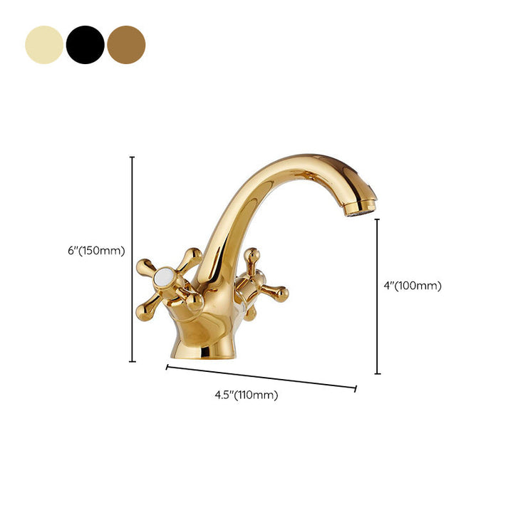 BowLift | Centered Basin Mixer Single Hole Bathroom Faucet with 2 Cross Handles