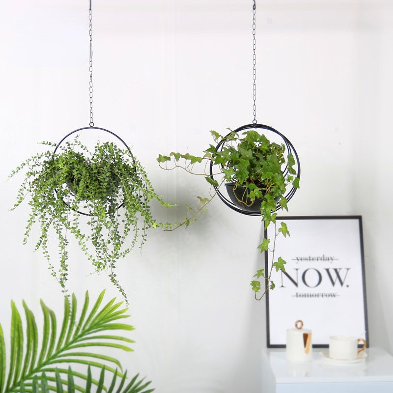 BowLift | Decorative Iron Hanging Flower Pot - Swinging Wall Planter Basket for Home