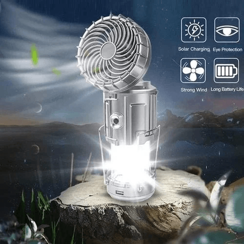 Portable Stretchable Solar Lithium Battery Electric Fan + Emergency Light | Bowlift