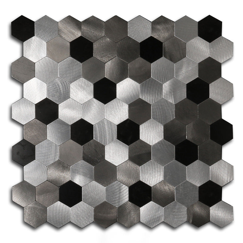 BowLift | Hexagonal Mosaic Tiles Metal Peel and Stick Tiles for Kitchen and Bathroom, 11.8" x 11.8"