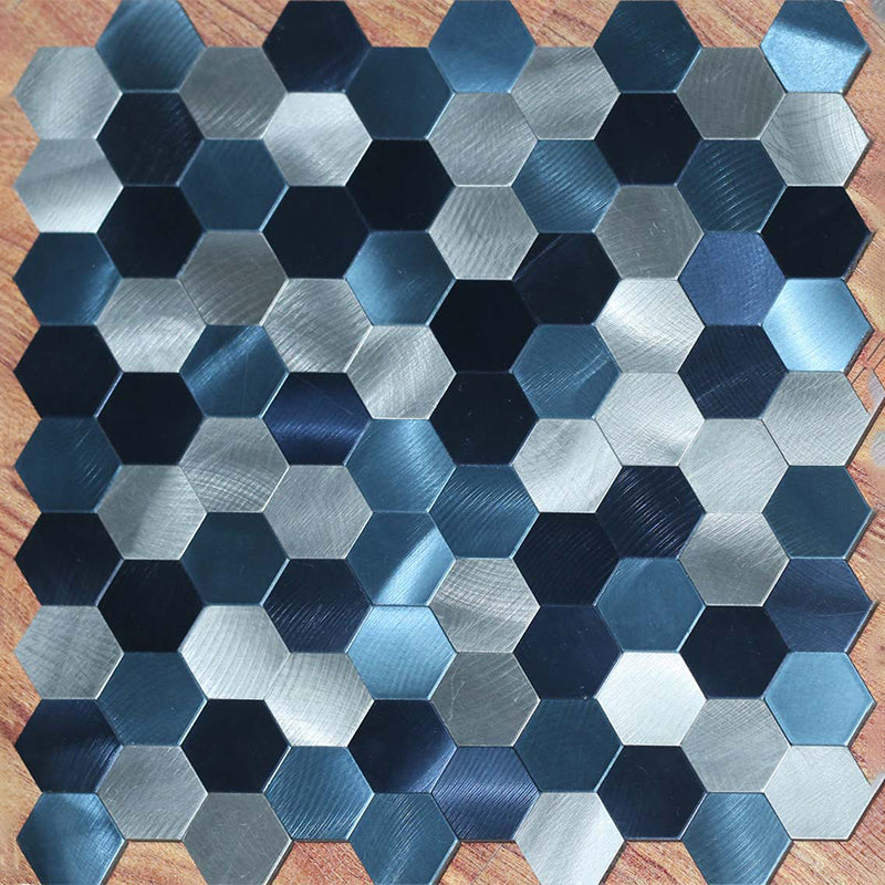 BowLift | Hexagonal Mosaic Tiles Metal Peel and Stick Tiles for Kitchen and Bathroom, 11.8" x 11.8"