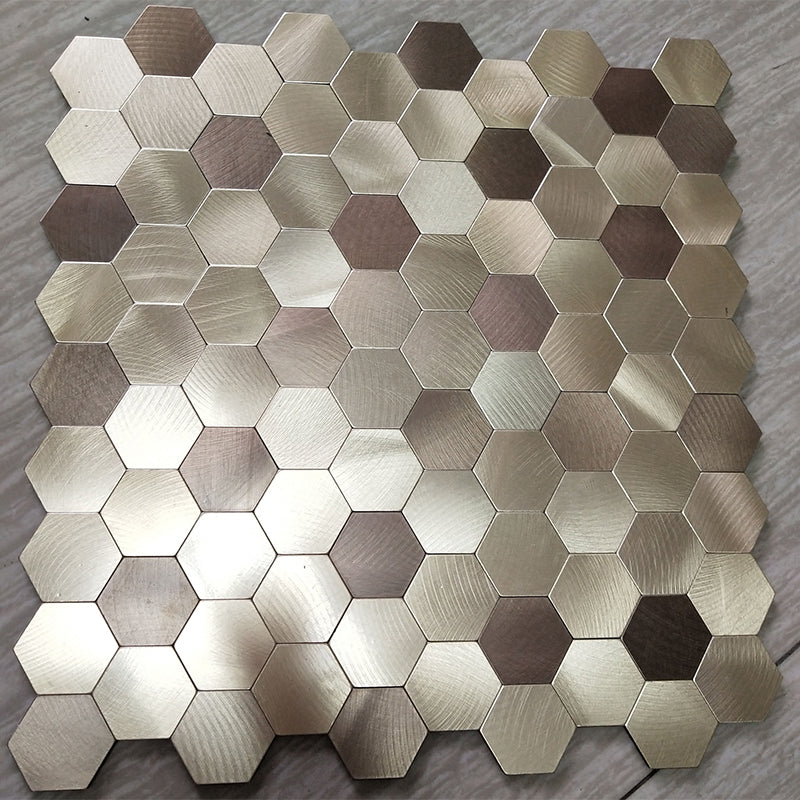 BowLift | Hexagonal Mosaic Tiles Metal Peel and Stick Tiles for Kitchen and Bathroom, 11.8" x 11.8"