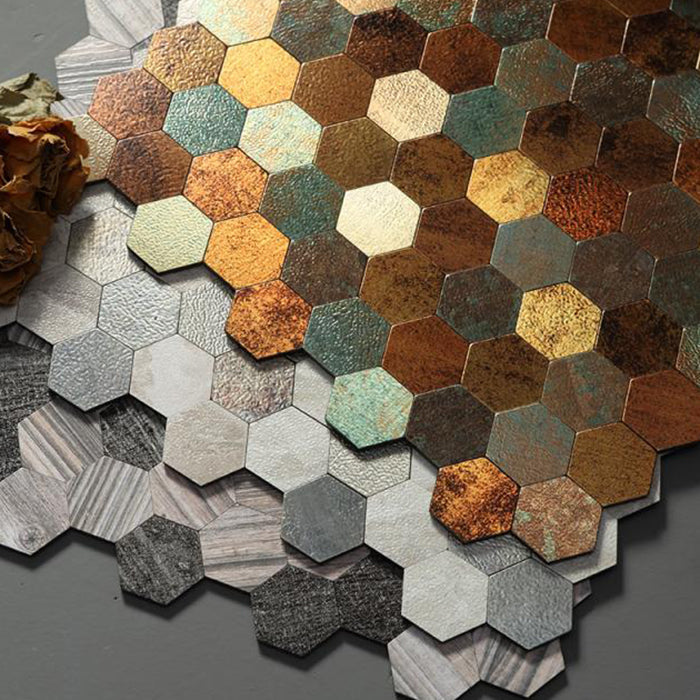 BowLift | Hexagonal Mosaic Tiles Metal Peel and Stick Tiles for Kitchen and Bathroom, 11.8" x 11.8"