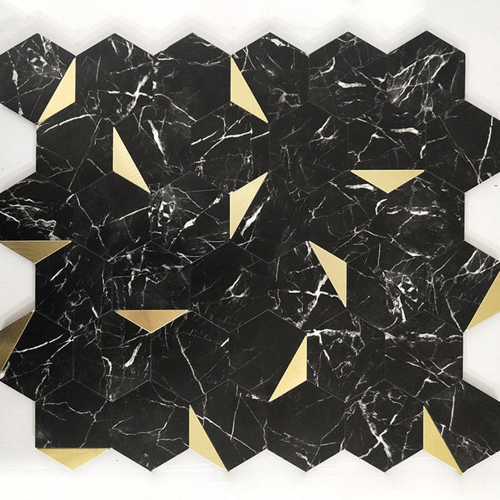 BowLift | Hexagonal Mosaic Tiles Metal Peel and Stick Tiles for Kitchen and Bathroom, 11.8" x 11.8"