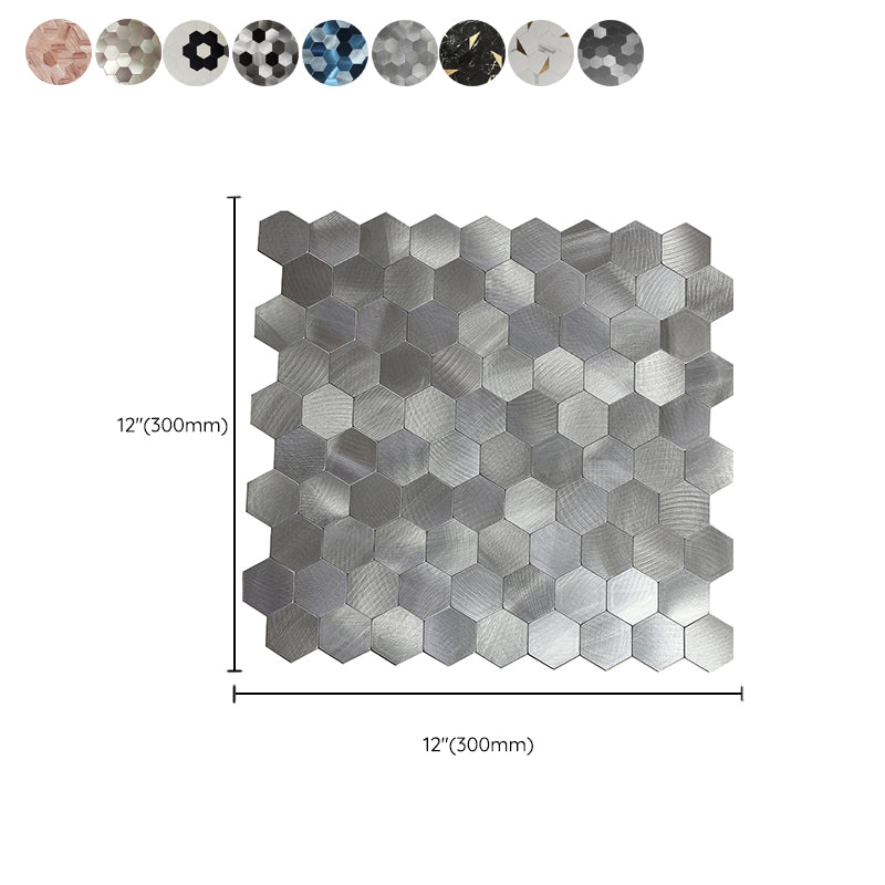 BowLift | Hexagonal Mosaic Tiles Metal Peel and Stick Tiles for Kitchen and Bathroom, 11.8" x 11.8"