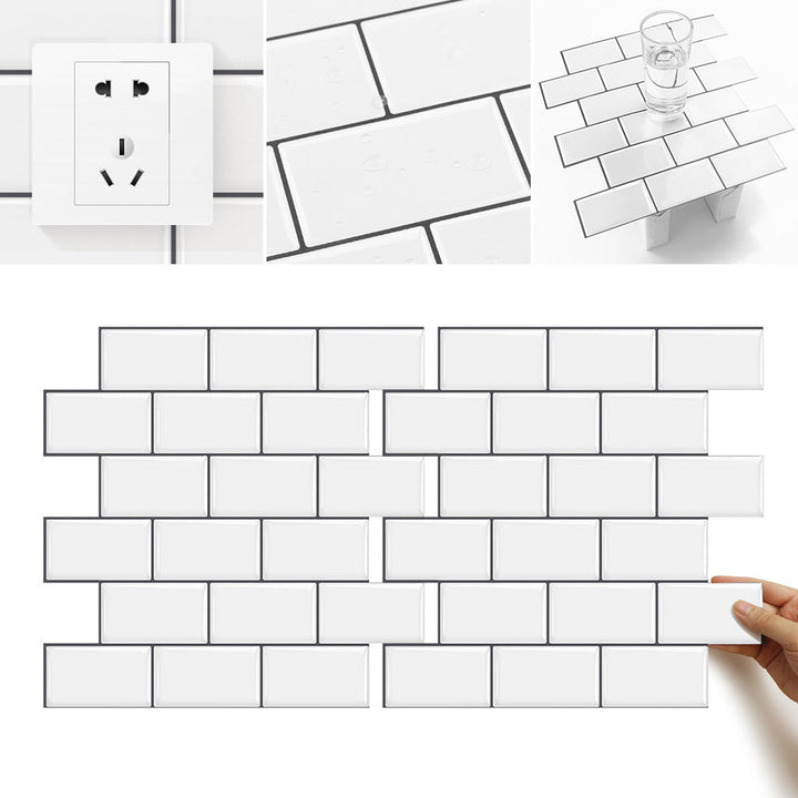 BowLift | 12"x 12" Resin Mosaic Tiles Square Self-Adhesive Tiles for Backsplash & Wall Tile