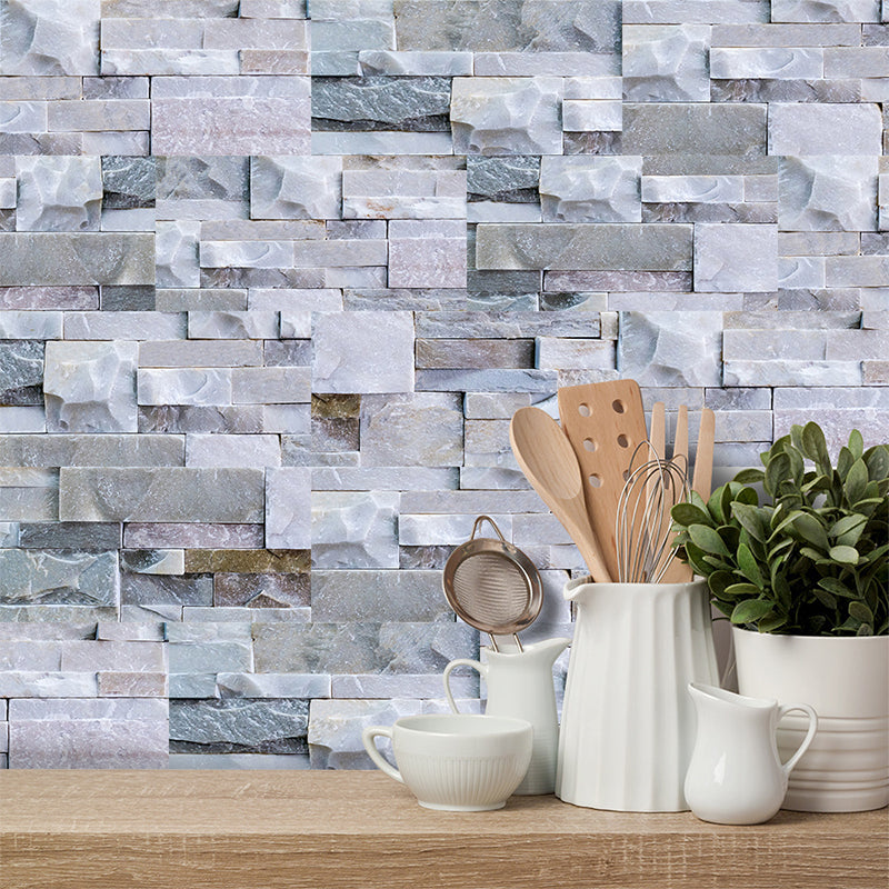 BowLift | Modern Gray PVC Peel and Stick Tiles Rectangular Stacked Stone Mosaic Tile