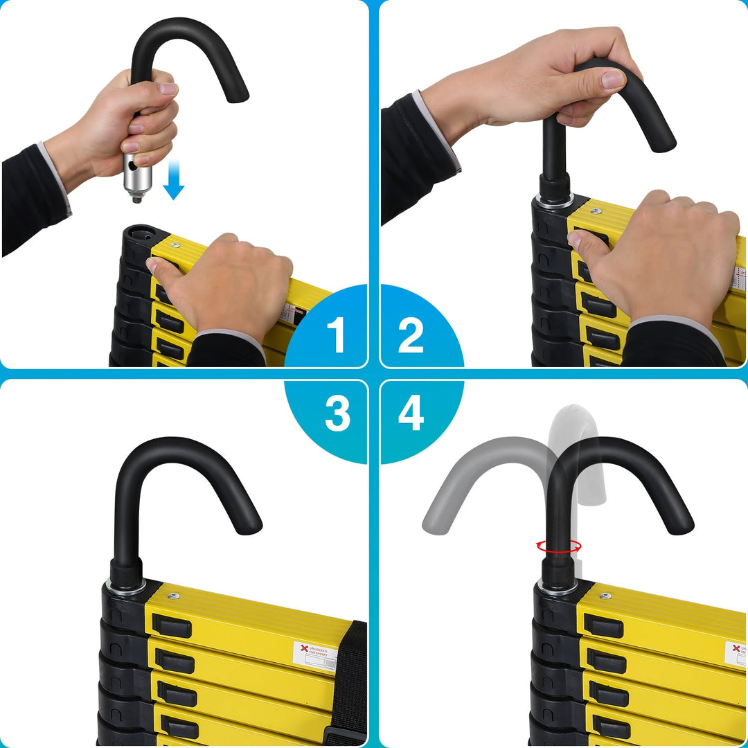 Telescopic Ladder Aluminum with Removable Hook | Bowlift