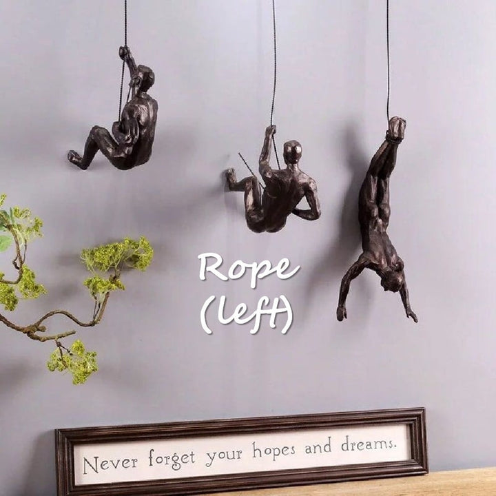 BowLift | Wall Climbing Man Sculpture | Modern Resin Wall Art Decor | Creative Hanging Statue
