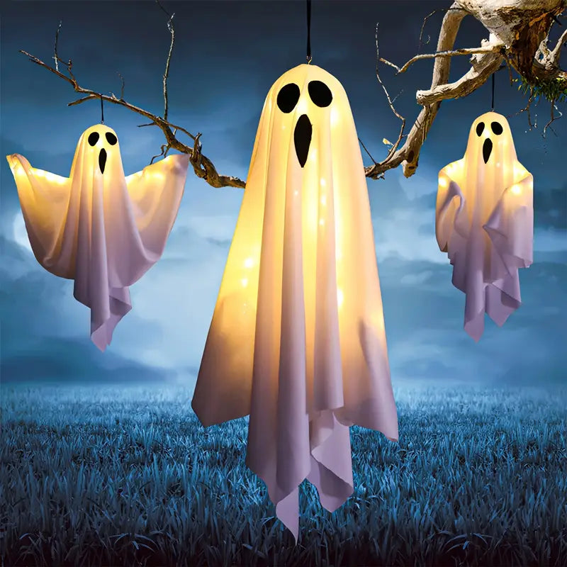 BowLift | Set of 3 LED Hanging Ghost Decorations for Halloween