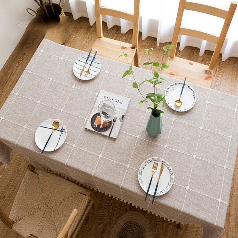 BowLift | Waterproof Oil-resistant Rectangular Tablecloth Cotton Linen Wrinkle-resistant Tablecloth for Kitchen Dining Room Buffet Party