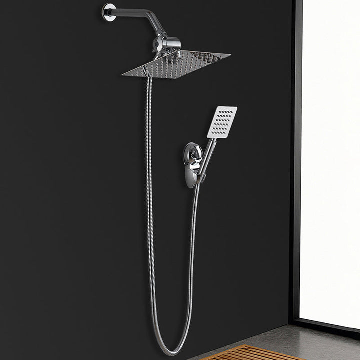 BowLift | Silver Square Double Shower Head Modern Water Filtration Wall-Mounted Shower Head