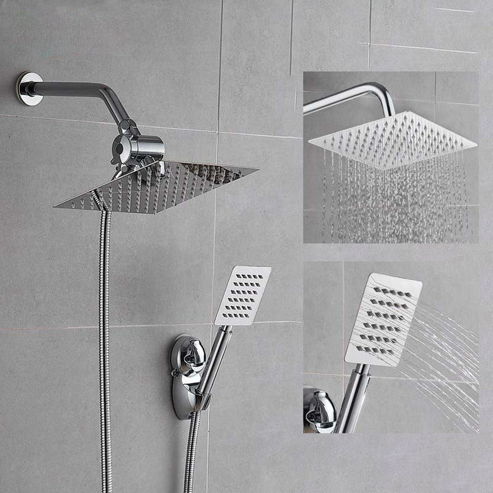 BowLift | Silver Square Double Shower Head Modern Water Filtration Wall-Mounted Shower Head