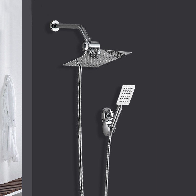BowLift | Silver Square Double Shower Head Modern Water Filtration Wall-Mounted Shower Head