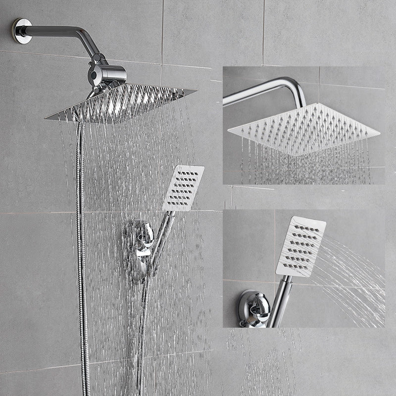 BowLift | Silver Square Double Shower Head Modern Water Filtration Wall-Mounted Shower Head