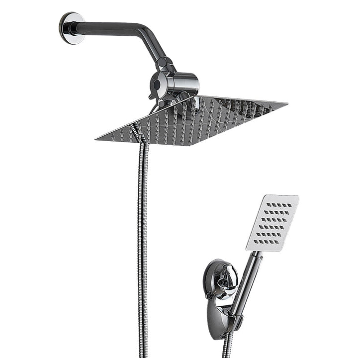 BowLift | Silver Square Double Shower Head Modern Water Filtration Wall-Mounted Shower Head