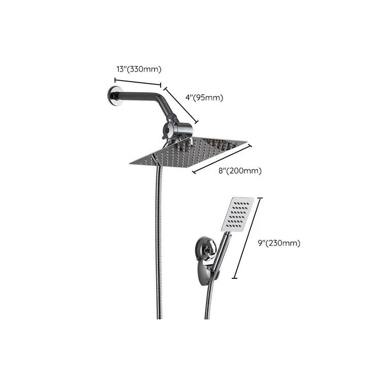 BowLift | Silver Square Double Shower Head Modern Water Filtration Wall Mounted Shower Head