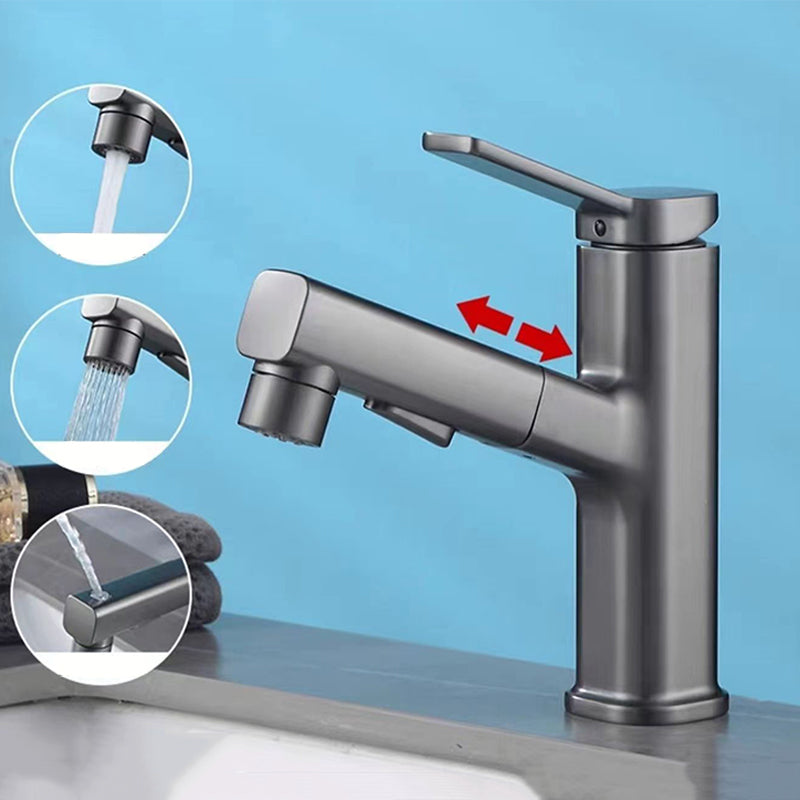 BowLift | Modern bathroom sink faucet with brass lever handles and swivel spout