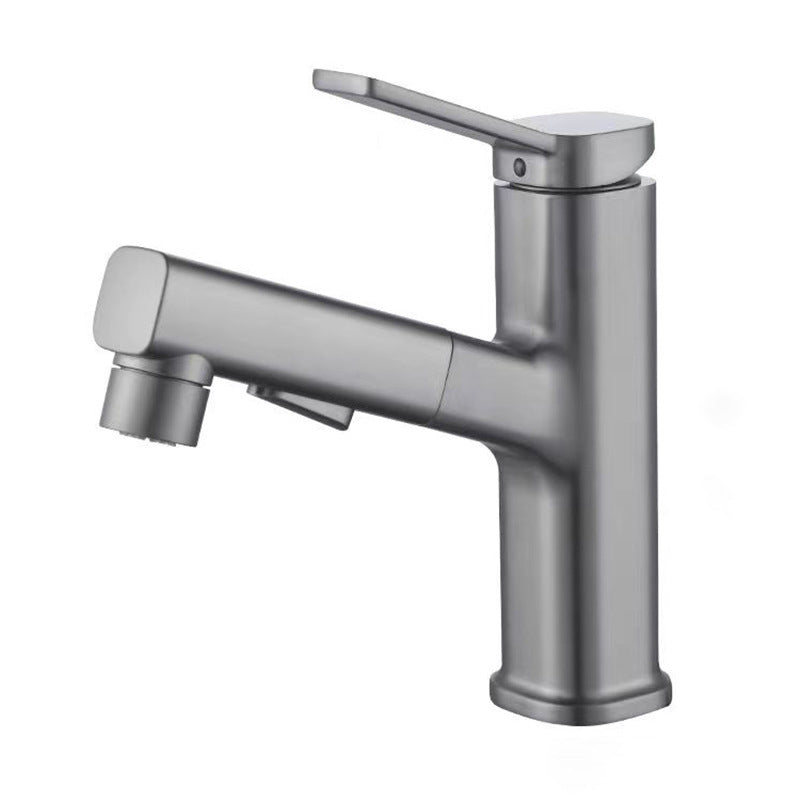 BowLift | Modern bathroom sink faucet with brass lever handles and swivel spout