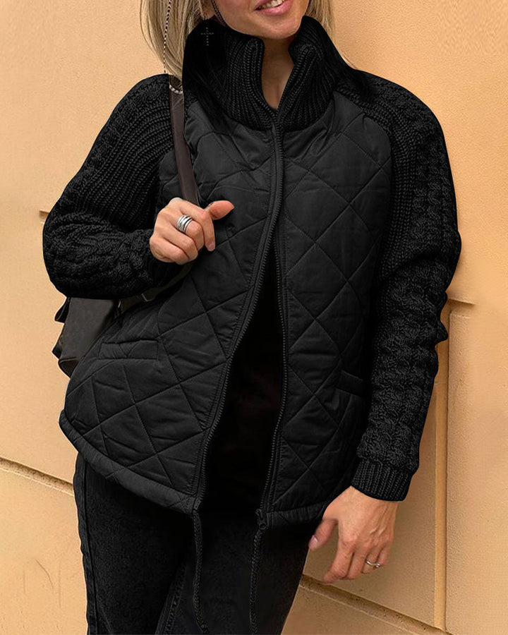 BowLift | Solid Color High Collar Zipper Coat